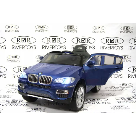 Электромобиль RiverToys BMW-X6 BLUE-GLANEC - Фото 6