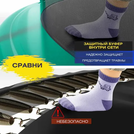 Батут с защитной сеткой PERFETTO SPORT PREMIUM MOVING 12 диаметр 3,7 м зеленый - Фото 14